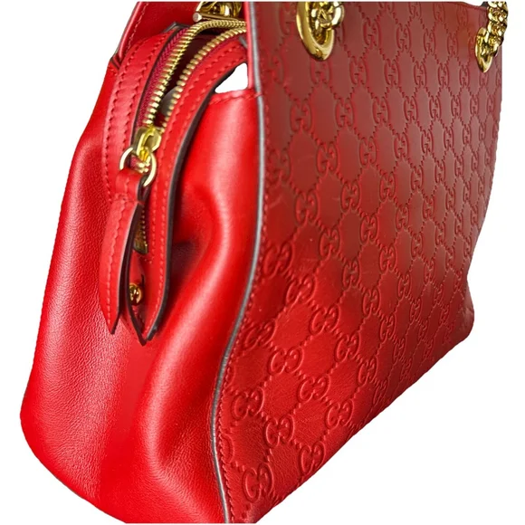 Gucci Guccissima Signature Apollo Red Leather Logo Bag Monogram Leather New - Picture 6 of 12